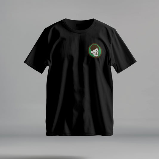 Kyle’s Cool T-Shirt front, Black T-Shirt, Cotton, Kyle Logo without text on front top right